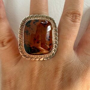 Mahogany Obsidian Silver Ring Sz 6